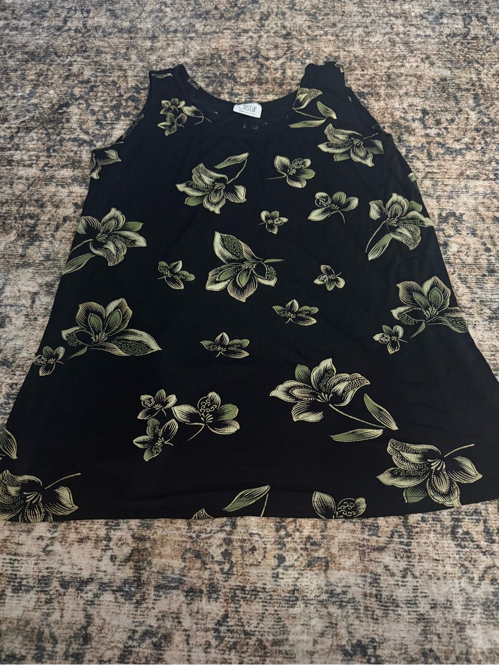 Black Floral Sleeveless Swim Coverup